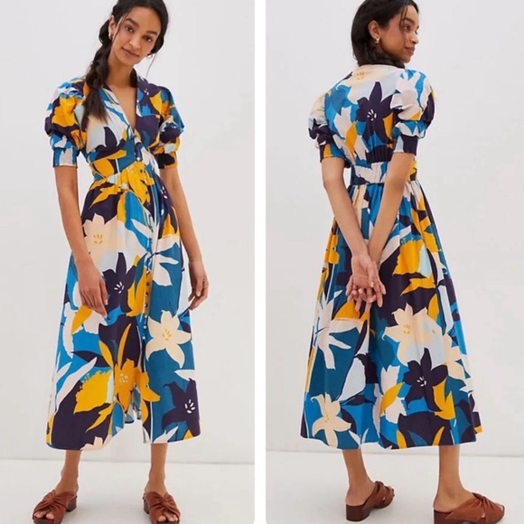 NWT Anthropologie Conditions Apply Ronika Maxi
Dress Puff Sleeve Floral Print XL - Picture 5 of 16